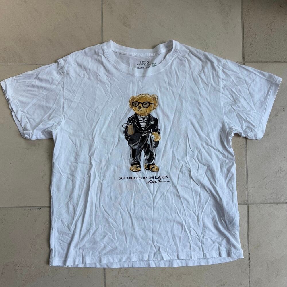 Polo Ralph Lauren Polo Bear T-Shirt White Graphic Tee XL Teddy Bear Shirt